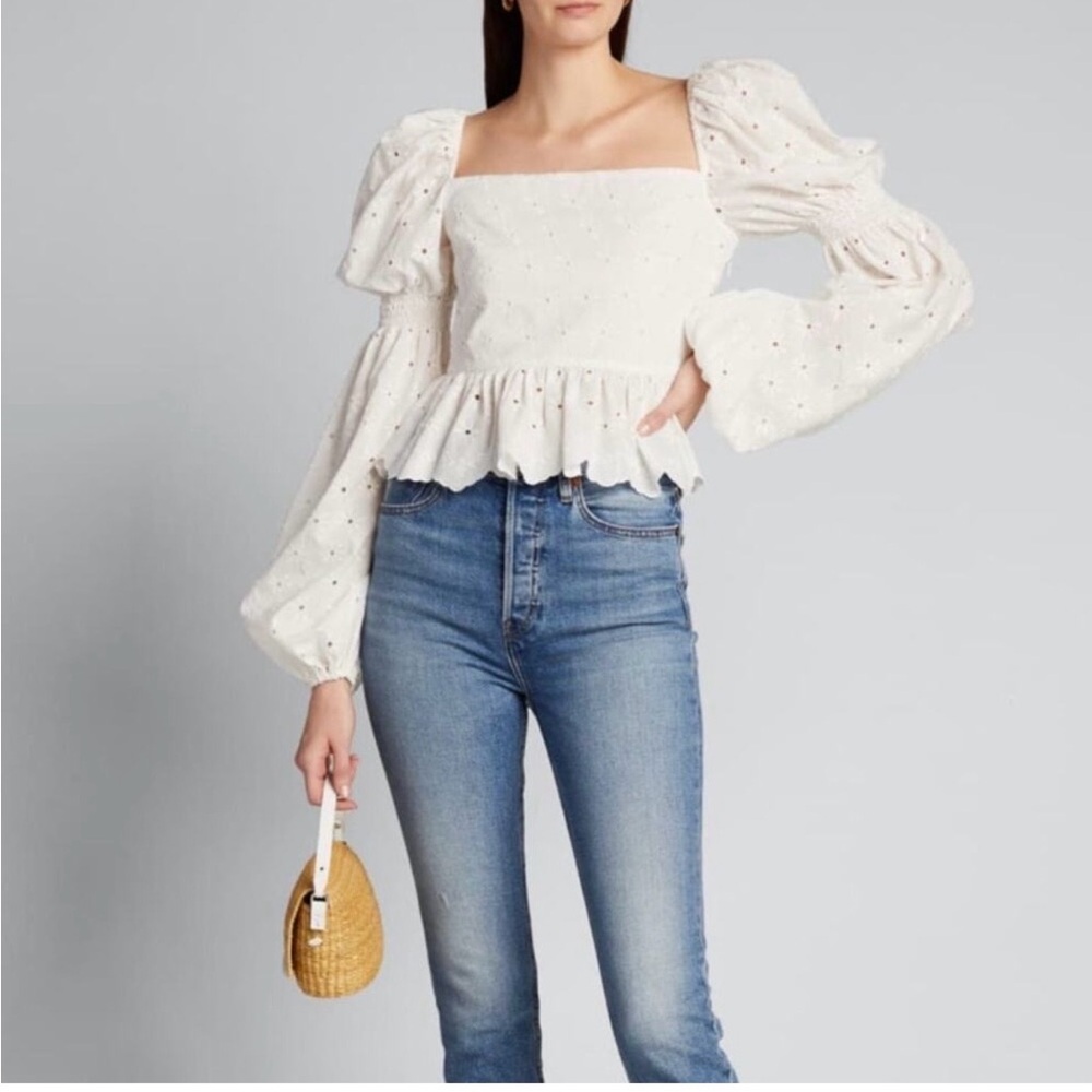 Caroline Constas Wren Eyelet Embroidered Top